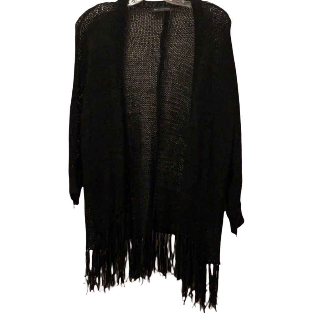 Bajee Collection Black Fringe Cardigan - S/M